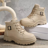 Warm Lined Ankle Boots with Buckle Detail - Trendsi - Flyclothing LLC