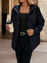 Pocketed Zip Up Hooded Jacket - Trendsi - Flyclothing LLC