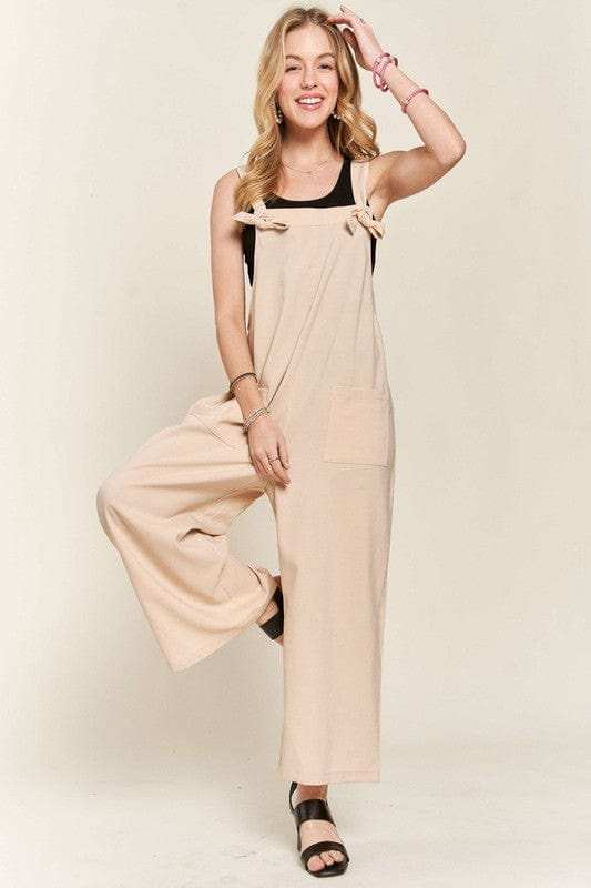 ADORA Knotted Wide Strap Wide Leg Overalls - Trendsi - Flyclothing LLC
