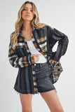 Aem+Co Curved Hem Plaid Button Up Shirt - Trendsi