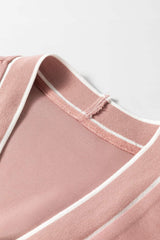 Contrast Trim V Neck Button Up Cardigan - Trendsi - Flyclothing LLC