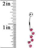 Pink Gem Shower of Hearts Belly Ring - BodyCandy - Flyclothing LLC
