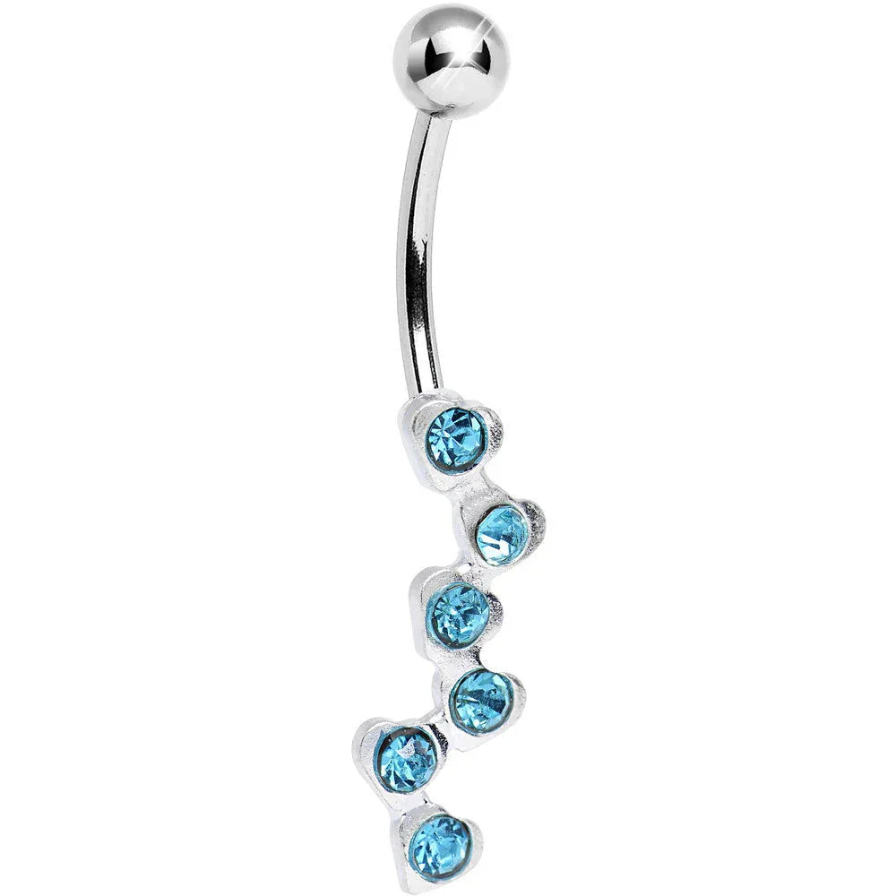 Aqua Gem Shower of Hearts Belly Ring - BodyCandy - Flyclothing LLC