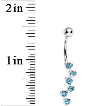 Aqua Gem Shower of Hearts Belly Ring - BodyCandy - Flyclothing LLC
