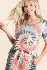 BiBi Tie Dye Print Casual Shorts - Trendsi - Flyclothing LLC