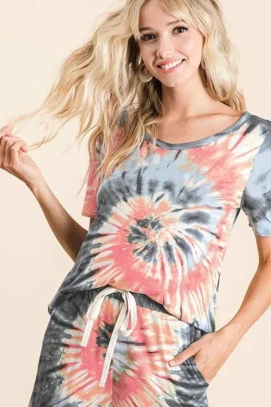 BiBi Tie Dye Print Casual Shorts - Trendsi - Flyclothing LLC