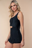 White Birch Full Size Sleeveless Tie Back Performance Knit Swim Dress Trendsi