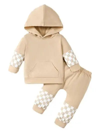 Checkered Long Sleeve Sweatshirt and Pants Set - Trendsi - Flyclothing LLC