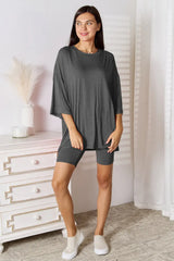 Basic Bae Full Size Soft Rayon Three-Quarter Sleeve Top and Shorts Set - ShopBasicbae - Flyclothing LLC