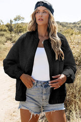 Baseball Collar Floral Quilted Jacket - Trendsi - Flyclothing LLC