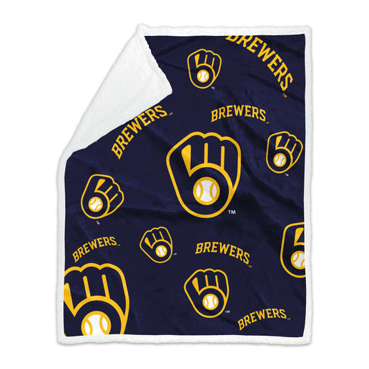 Milwaukee Brewers 50x60 Plush Sherpa Throw - Logo Brands - Flyclothing LLC