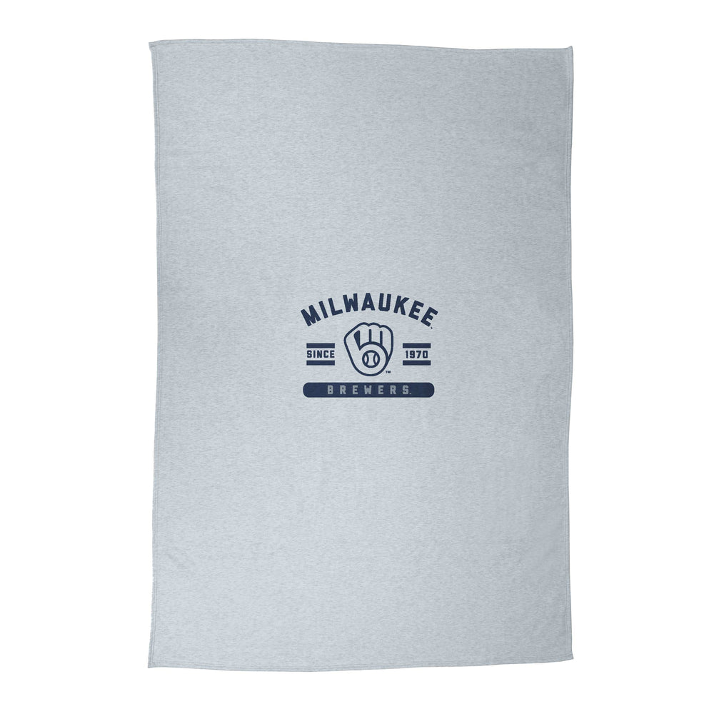Milwaukee Brewers Athletic Gray Sublimated Sweatshirt Blanket - Logo Brands - Flyclothing LLC