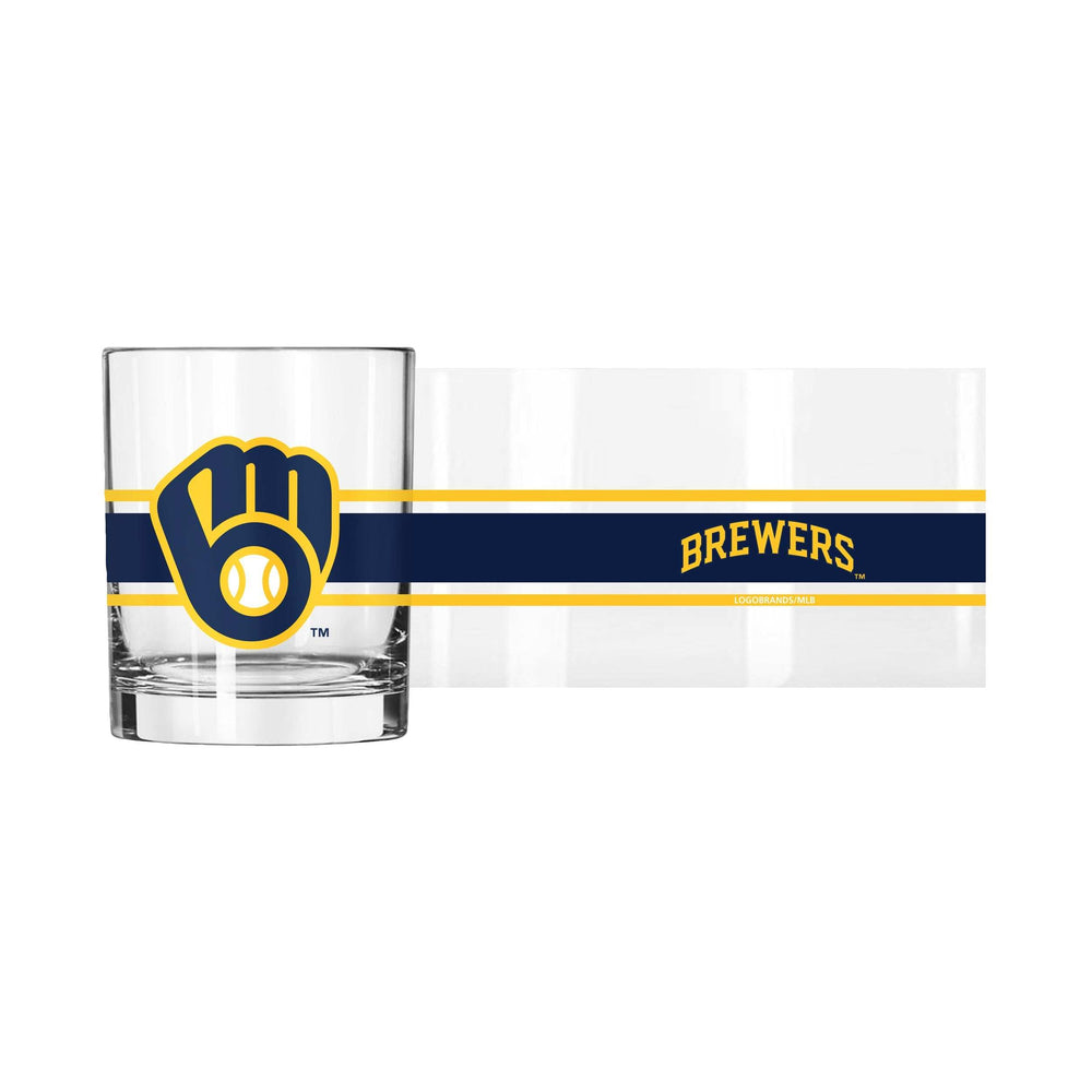 Milwaukee Brewers 14oz Stripe Rocks Glass - Logo Brands - Flyclothing LLC