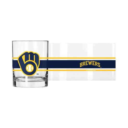 Milwaukee Brewers 14oz Stripe Rocks Glass - Logo Brands - Flyclothing LLC