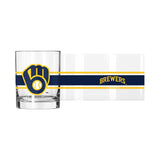 Milwaukee Brewers 14oz Stripe Rocks Glass - Logo Brands - Flyclothing LLC