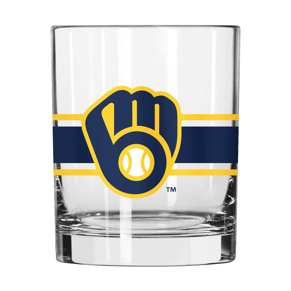Milwaukee Brewers 14oz Stripe Rocks Glass - Logo Brands - Flyclothing LLC