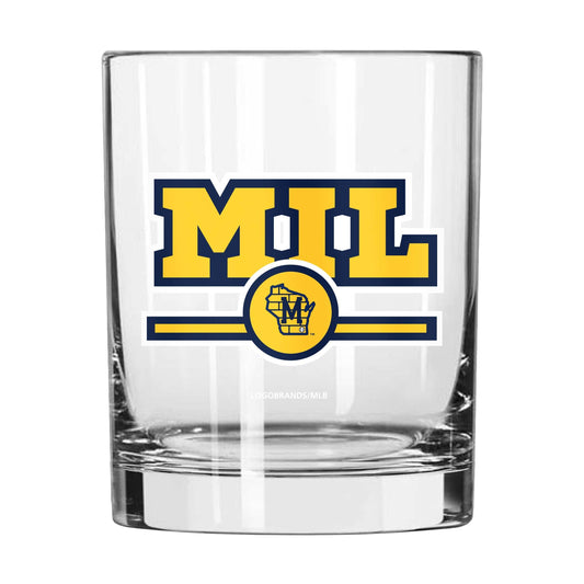 Milwaukee Brewers 14oz Letterman Rocks Glass - Logo Brands - Flyclothing LLC