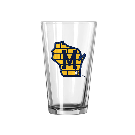 Milwaukee Brewers 16oz Letterman Pint Glass - Logo Brands - Flyclothing LLC