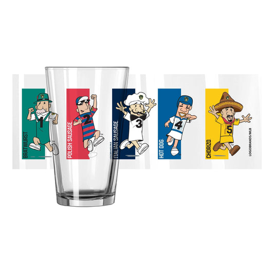 Milwaukee Brewers 16oz Racing Sausages Pint Glass - Logo Brands - Flyclothing LLC