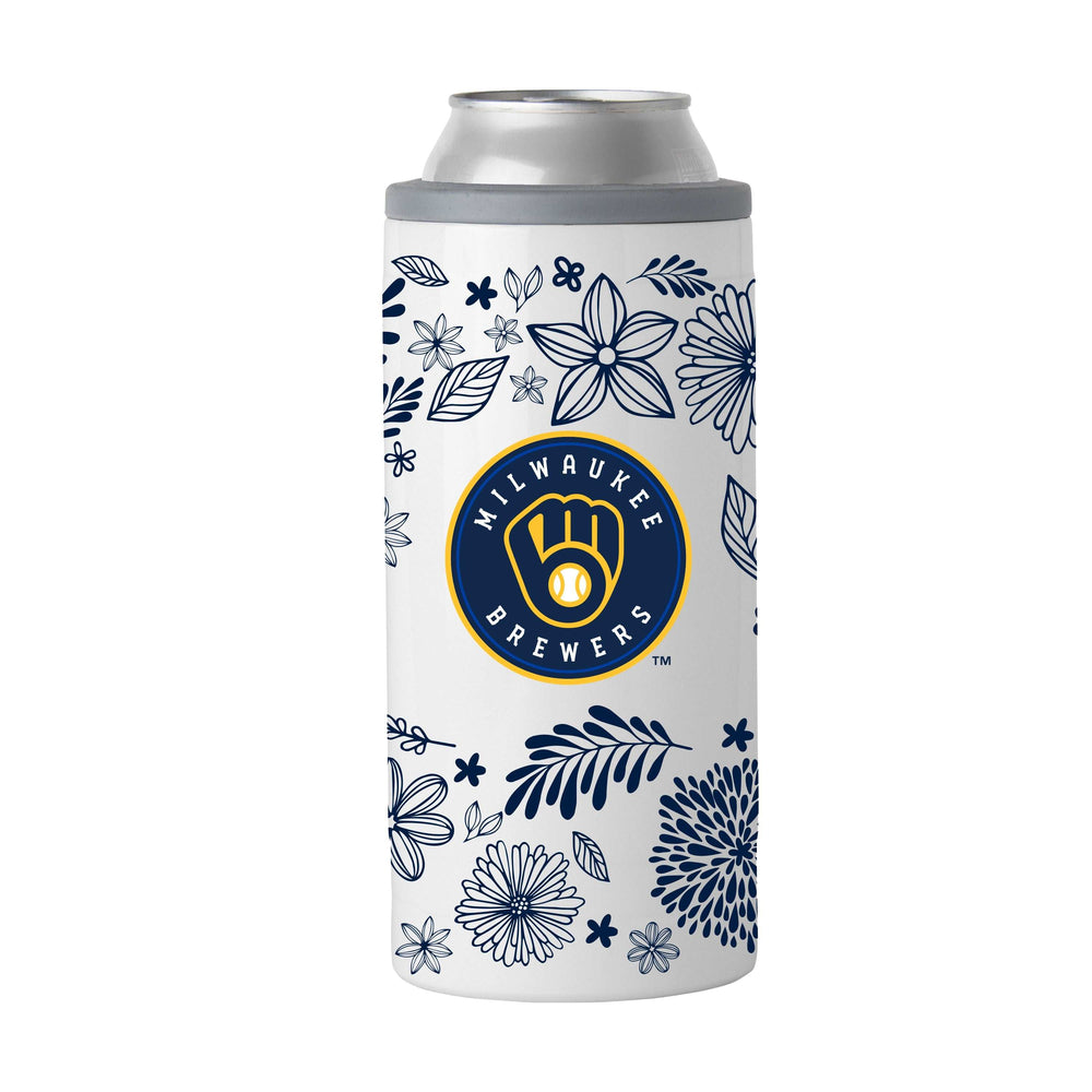 Milwaukee Brewers 12oz Botanical Slim Can Coolie - Logo Brands - Flyclothing LLC
