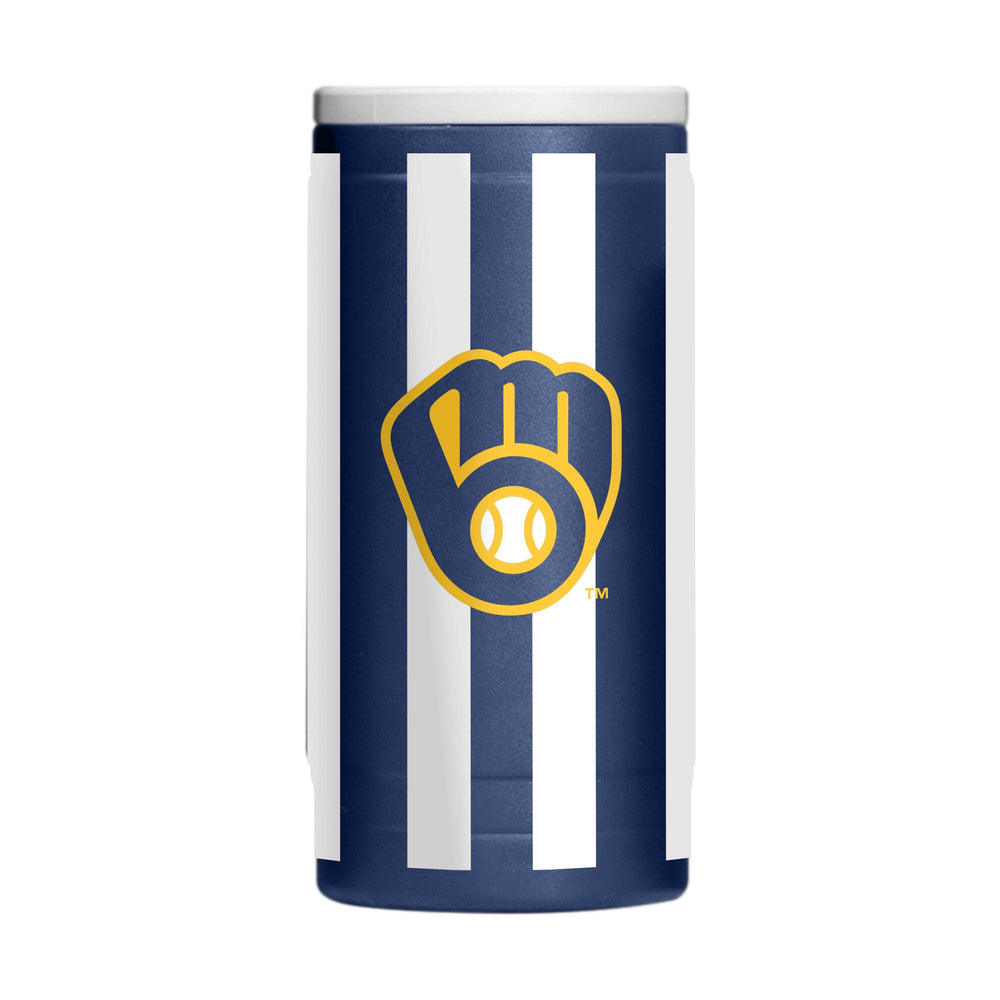 Milwaukee Brewers 12oz Striped Powdercoat SlimCan Coolie - Logo Brands - Flyclothing LLC