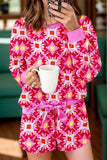 Geometric Round Neck Top and Shorts Set - Trendsi - Flyclothing LLC