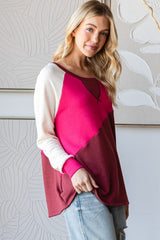 HOPELY Color Block Long Sleeve T-Shirt - Trendsi