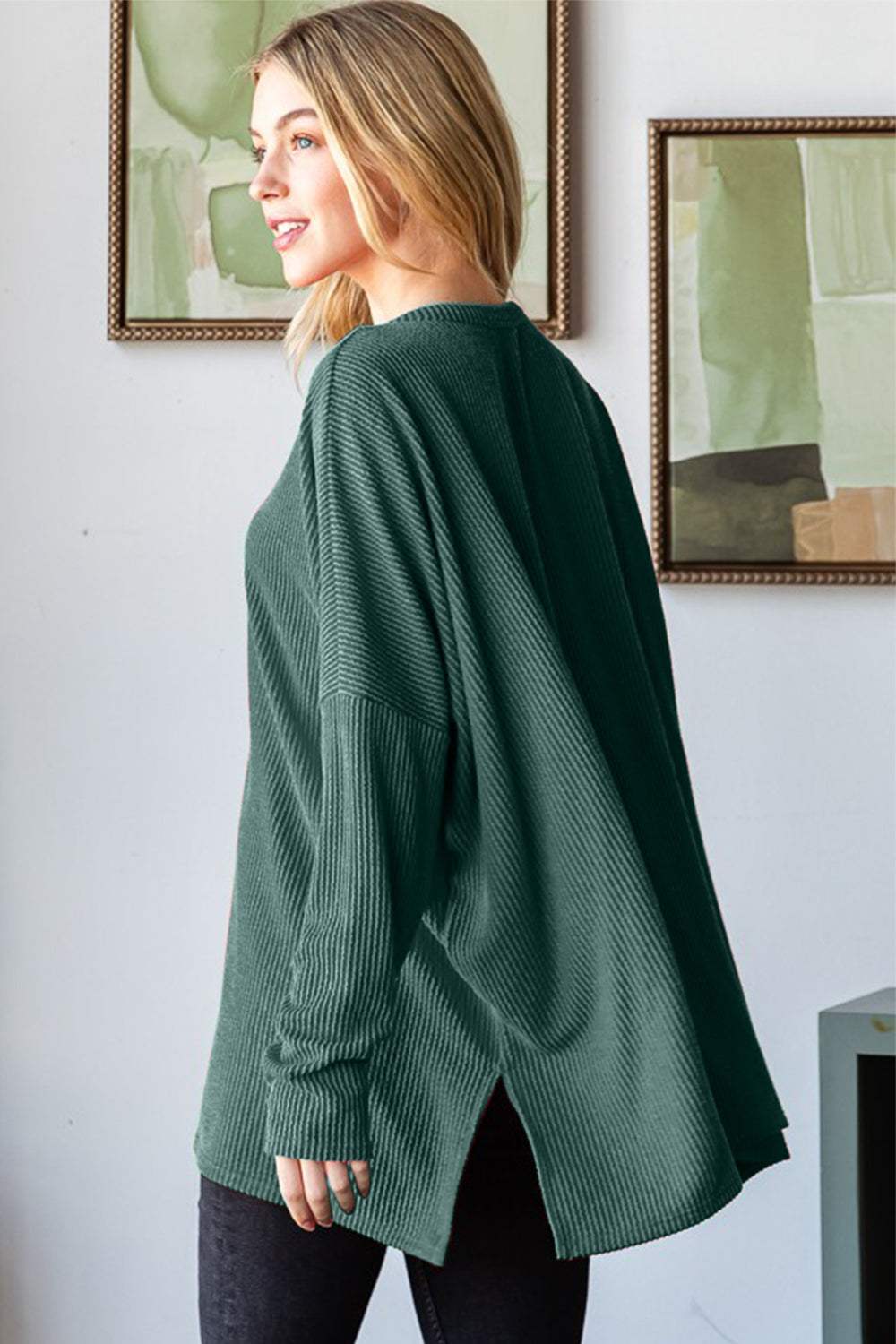 Heimish Sequin Nutcracker Long Sleeve Ribbed Top - Trendsi - Flyclothing LLC