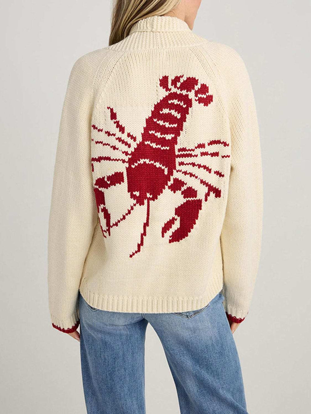 Lobster Button Up Long Sleeve Cardigan - Trendsi - Flyclothing LLC