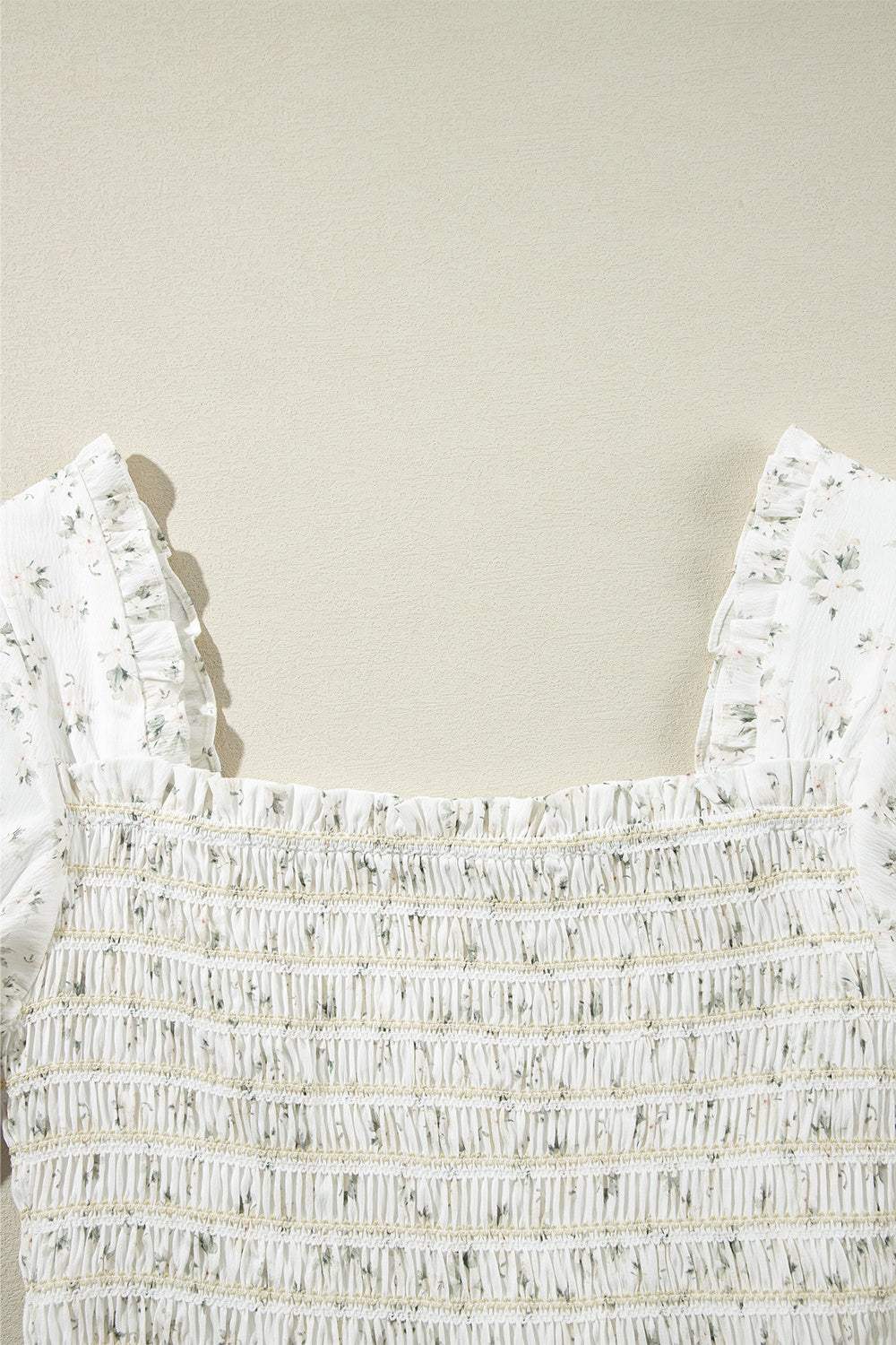 Smocked Printed Short Sleeve Jumpsuit - Trendsi - Flyclothing LLC