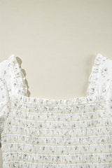 Smocked Printed Short Sleeve Jumpsuit - Trendsi - Flyclothing LLC
