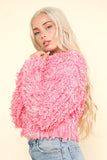 VERY J Shaggy Yarn Knit Zip Up Jacket - Trendsi