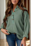 Half Button Long Sleeve Top - Trendsi - Flyclothing LLC