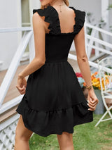 Smocked Square Neck Wide Strap Dress - Trendsi - Flyclothing LLC