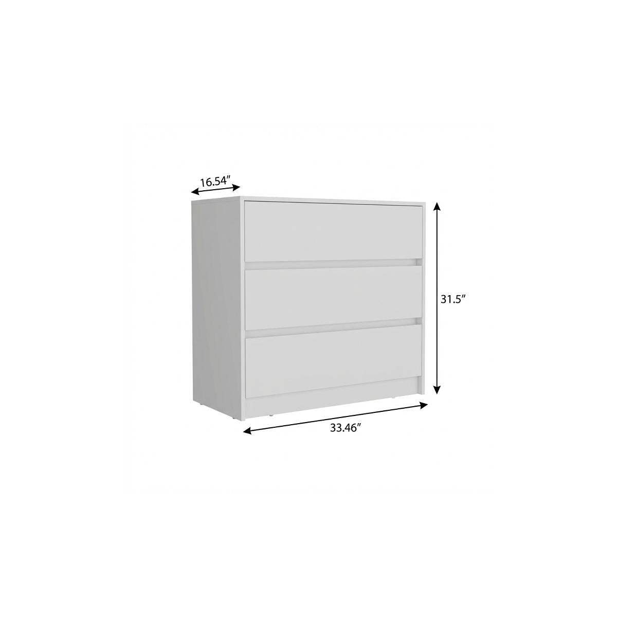 33" White Wood Three Drawer Dresser - HomeRoots - Flyclothing LLC