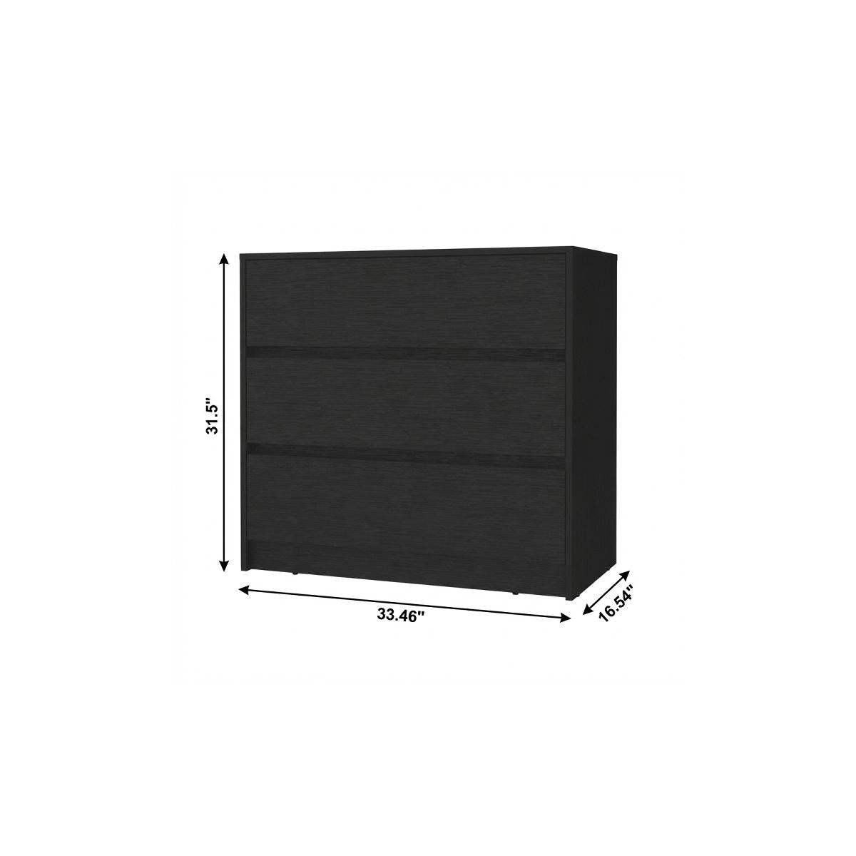 33" Black Wood Three Drawer Dresser - HomeRoots - Flyclothing LLC