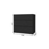 33" Black Wood Three Drawer Dresser - HomeRoots - Flyclothing LLC