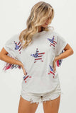 BiBi American Flag Sequin Star Fringe Top - Trendsi - Flyclothing LLC