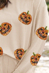 Sequin Pumpkin Round Neck Top and Shorts Set - Trendsi - Flyclothing LLC