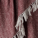 50" X 60" Brick Red And White Chevron Cotton Throw Blanket with Fringe