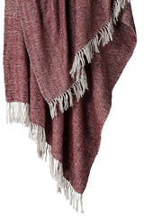 50" X 60" Brick Red And White Chevron Cotton Throw Blanket with Fringe