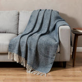 50" X 60" Navy Blue And White Chevron Cotton Throw Blanket with Fringe