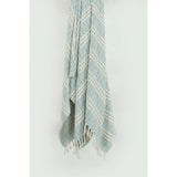 50" X 60" Light Blue And Ivory Striped Cotton Throw Blanket with Fringe