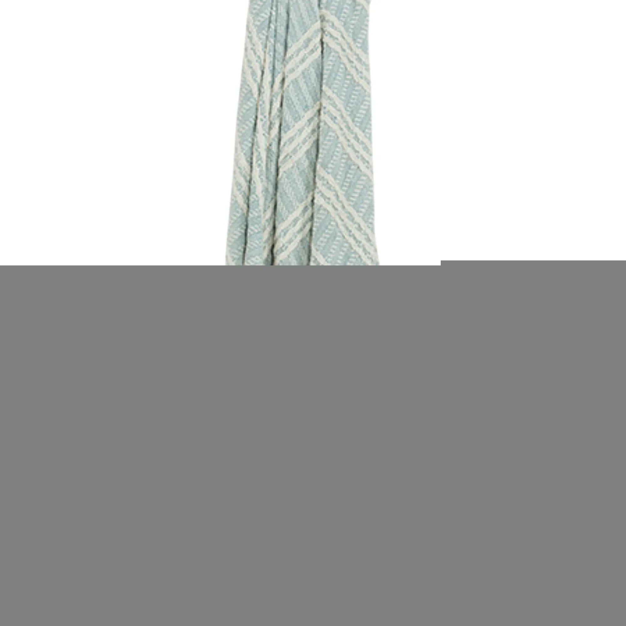 50" X 60" Light Blue And Ivory Striped Cotton Throw Blanket with Fringe