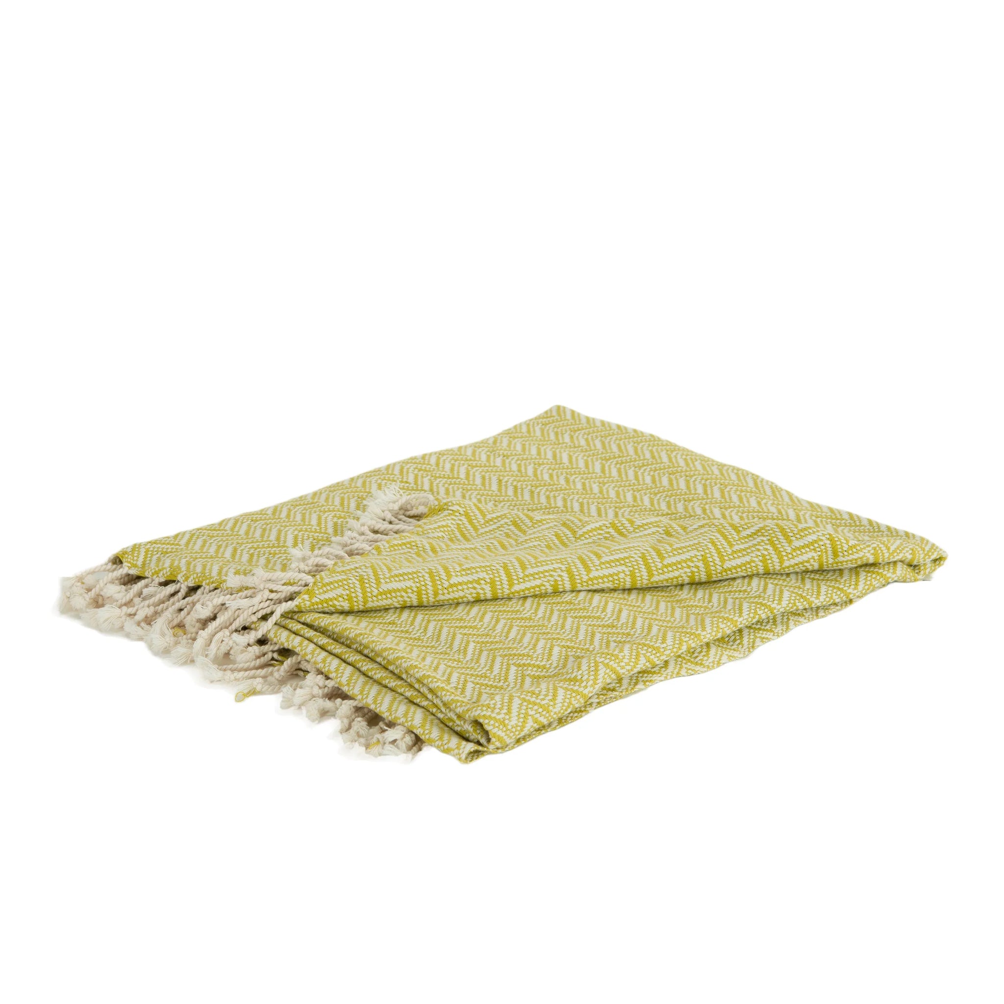 50" X 60" Green Cotton Woven Chevron Throw Blanket with Fringe
