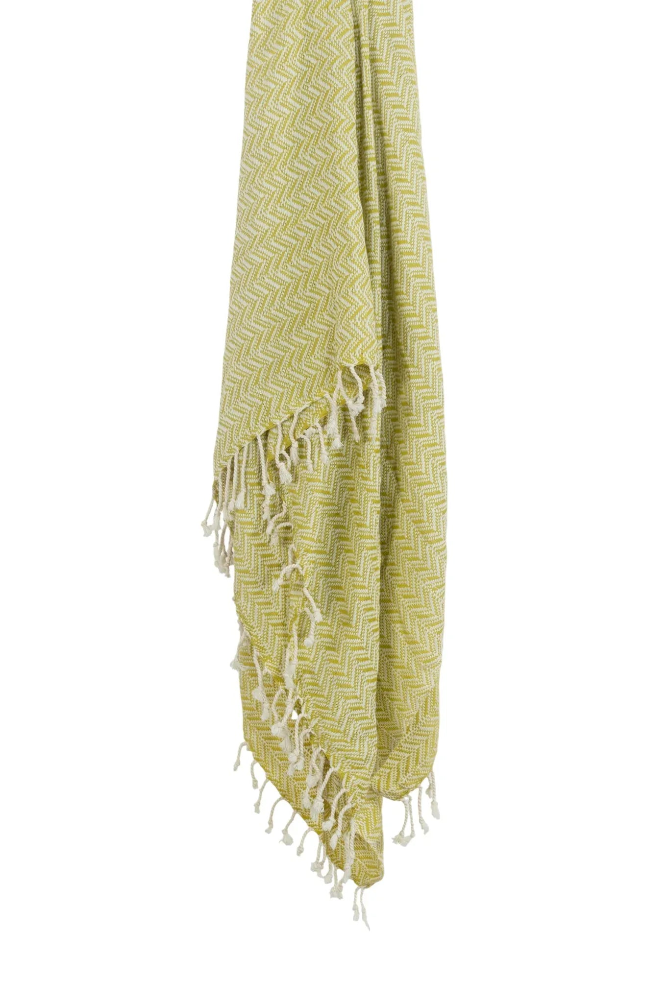 50" X 60" Green Cotton Woven Chevron Throw Blanket with Fringe