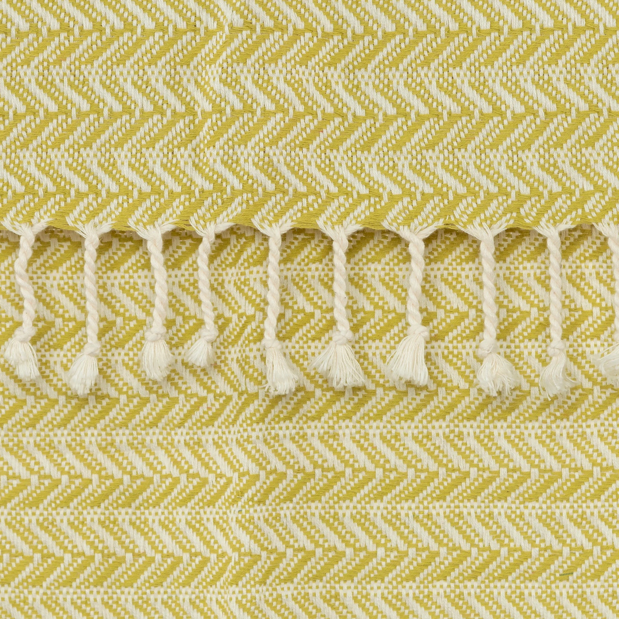 50" X 60" Green Cotton Woven Chevron Throw Blanket with Fringe