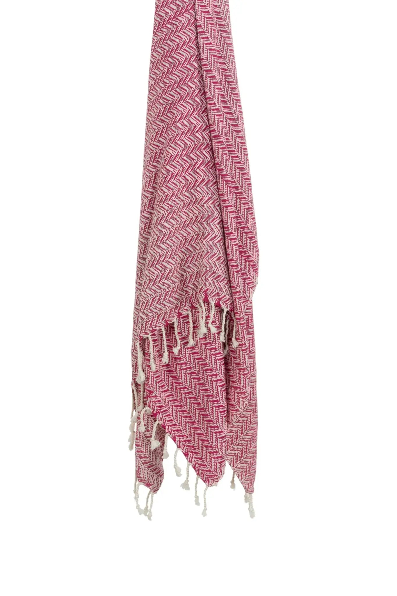 50" X 60" Hot Pink Cotton Woven Chevron Throw Blanket with Fringe - Homeroots - Flyclothing LLC
