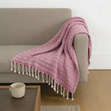 50" X 60" Hot Pink Cotton Woven Chevron Throw Blanket with Fringe - Homeroots - Flyclothing LLC