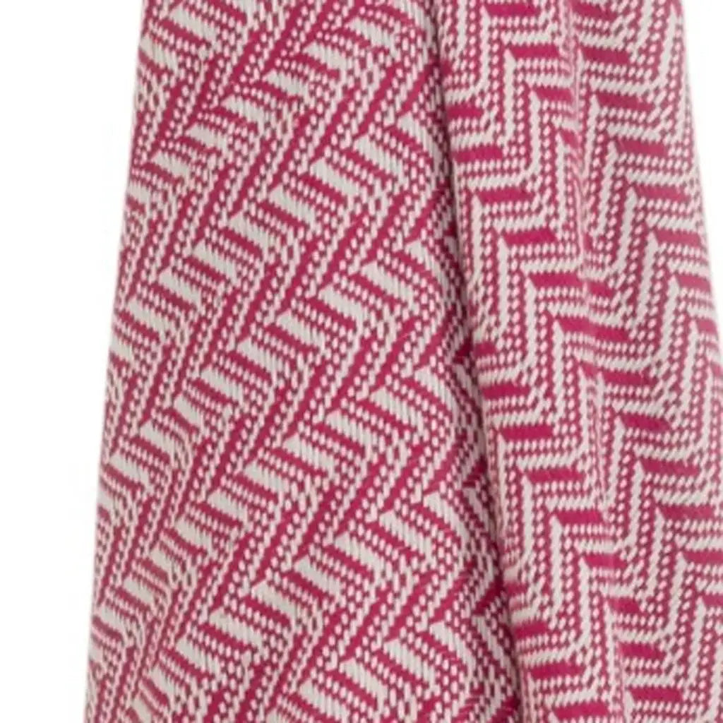 50" X 60" Hot Pink Cotton Woven Chevron Throw Blanket with Fringe - Homeroots - Flyclothing LLC